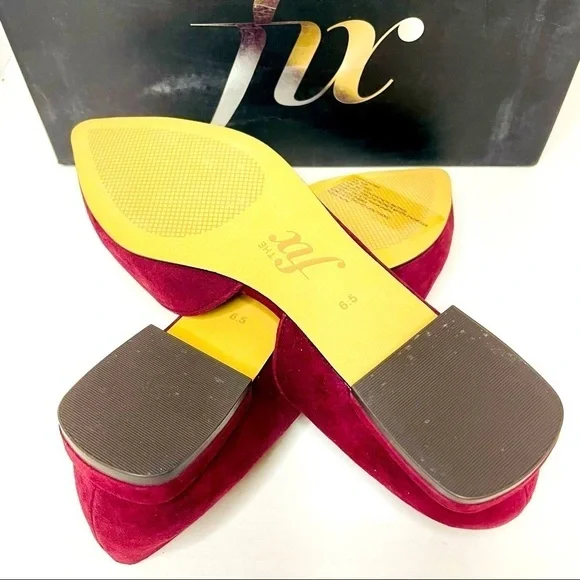 The Fix Emma Pointed Toe D’Orsay Velvet slide flat Wine. - Picture 5 of 7